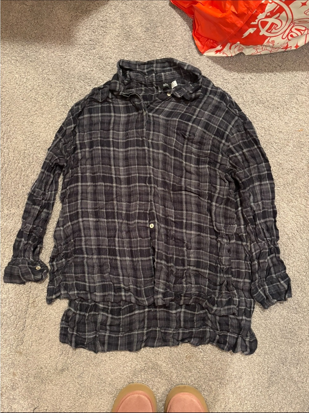 bdg Black & Gray Plaid Button-Up flannel Shirt